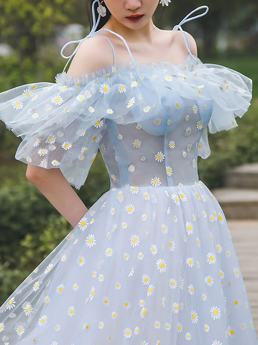 Blue Sweetheart Tulle Long Prom Dress Blue Tulle Formal Dress - Deanwangkt