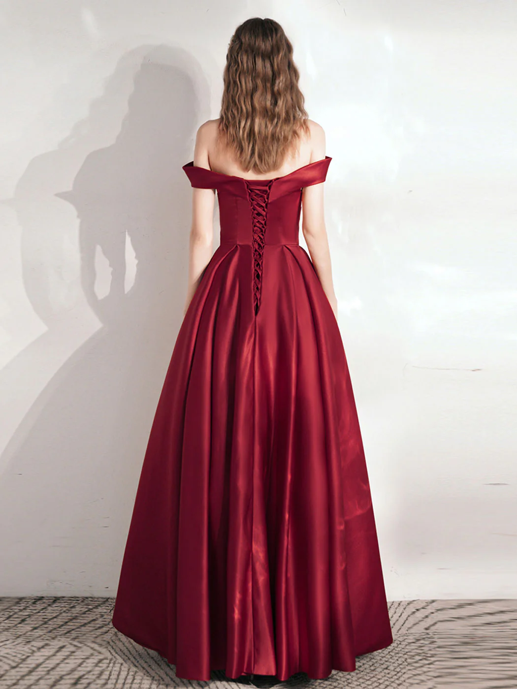 A Line Burgundy Long Prom Dresses, Satin Long Formal Graduation Dresses - Deanwangkt