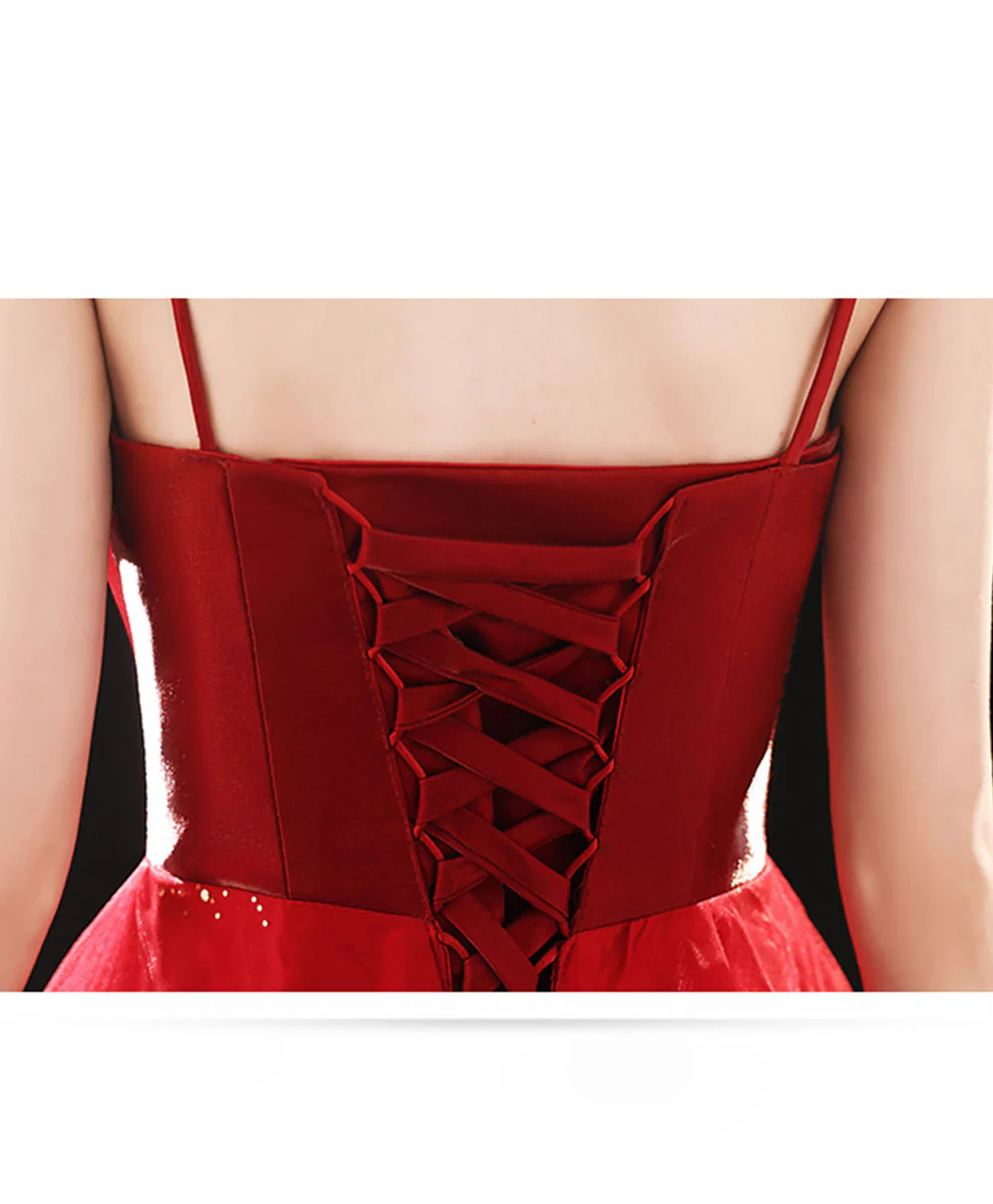 Burgundy Tulle Lace Long Prom Dress Burgundy Formal Dress - Deanwangkt