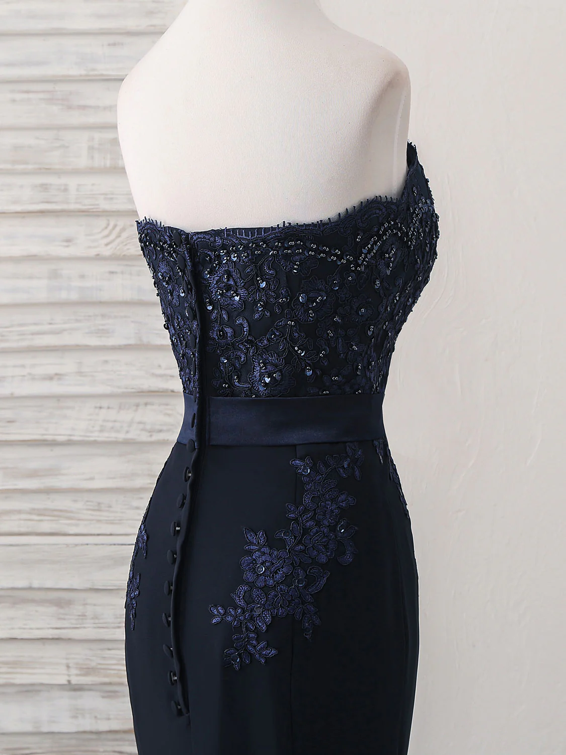 Dark Blue Sweetheart Mermaid Long Prom Dress, Dark Blue Evening Dress - Deanwangkt
