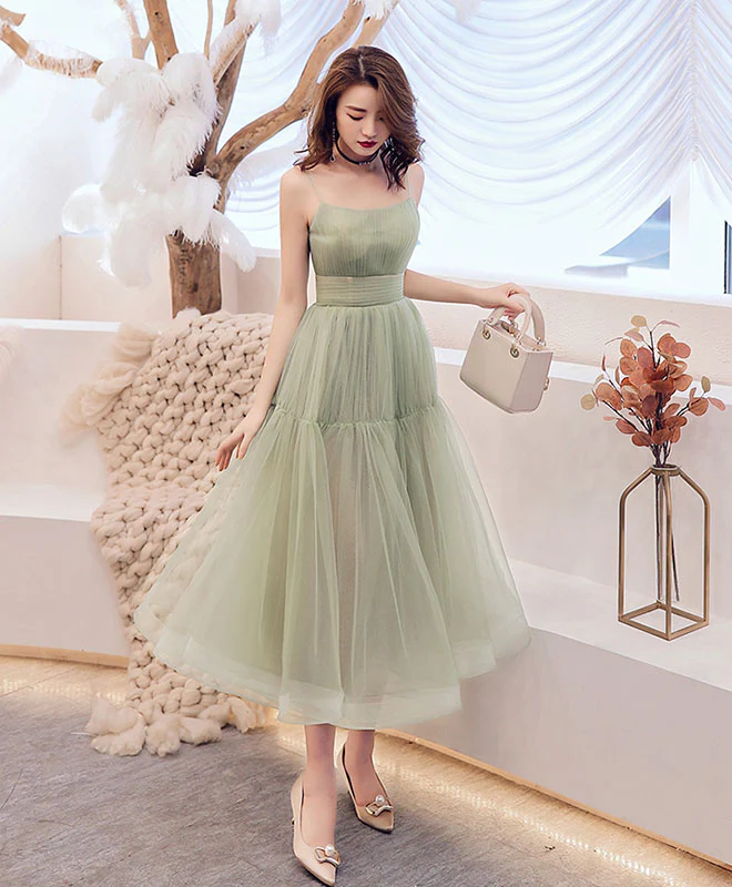 Simple Green Tulle Short Prom Dress Green Tulle Homecoming Dress - Deanwangkt
