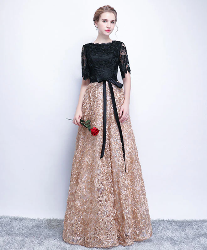 Unique Black Lace Long Prom Dress, Lace Evening Dress - Deanwangkt