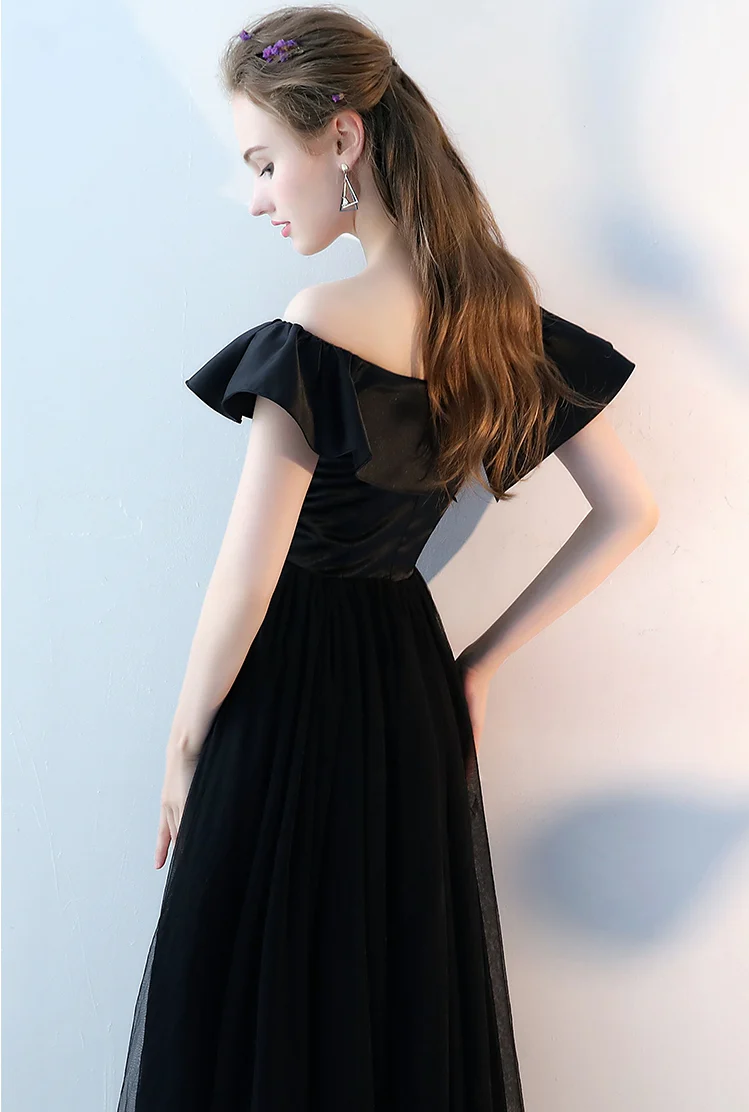 Black Long Prom Dress, Black Long Formal Evening Dress - Deanwangkt