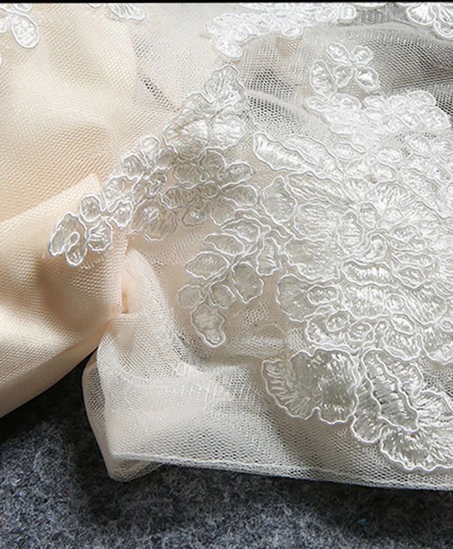 Cute Champagne Lace Short Prom Dress, Homecoming Dress - Deanwangkt