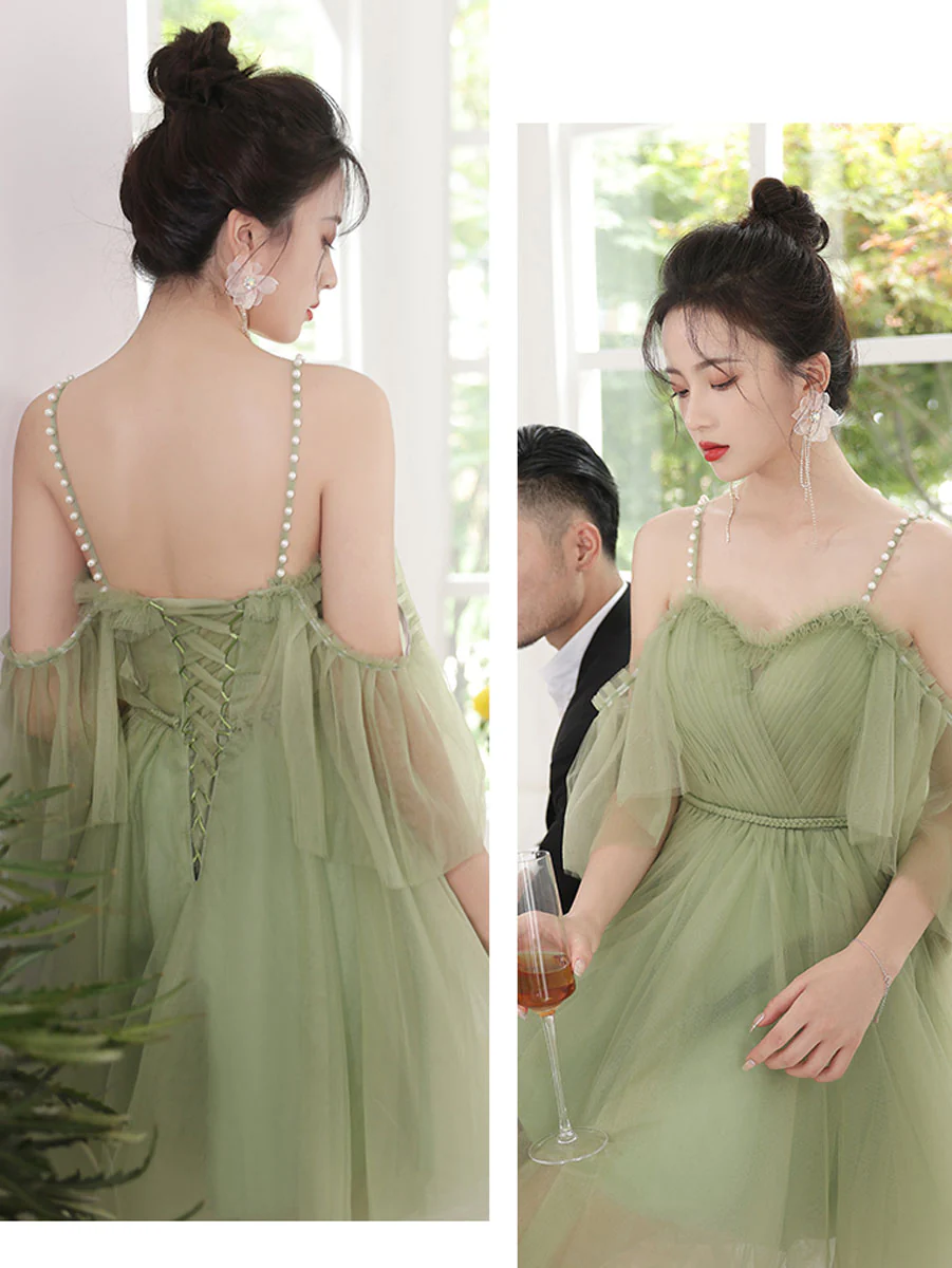 Green Short Prom Dress, Green Puffy Tulle Homecoming Dresses - Deanwangkt