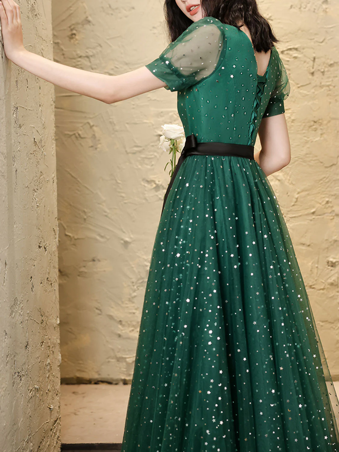 Green A line Long Prom Dress, Green Tulle Long Formal Dress - Deanwangkt