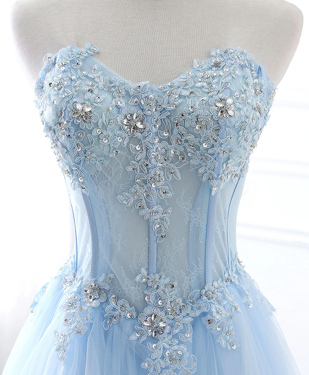 Blue Long Prom Dresses, Aline Sweetheart Neck Blue Formal Graduation Dresses - Deanwangkt