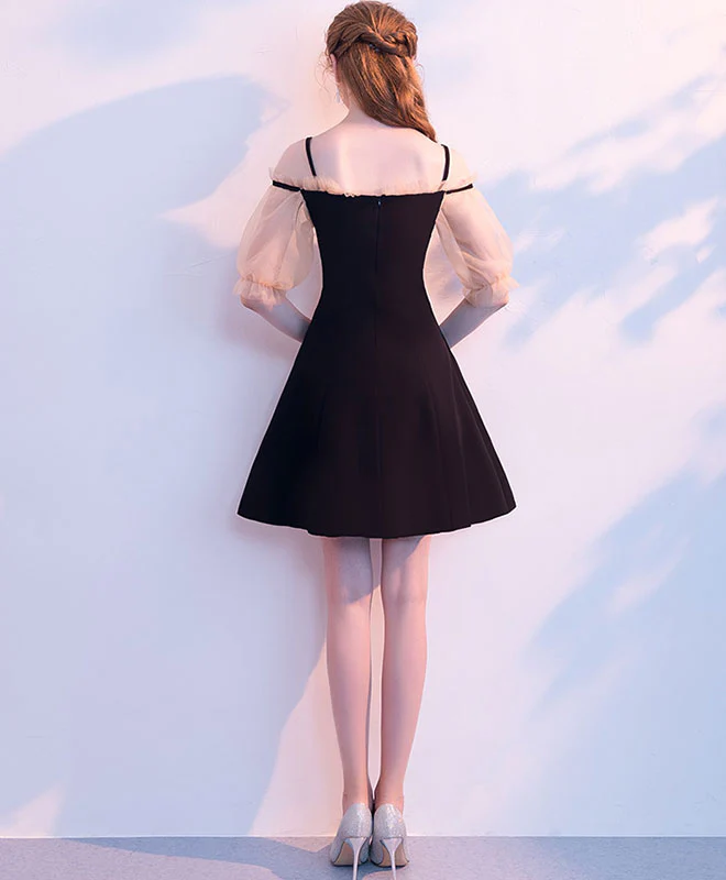 Simple Black Short Prom Dress, Black Homecoming Dress - Deanwangkt