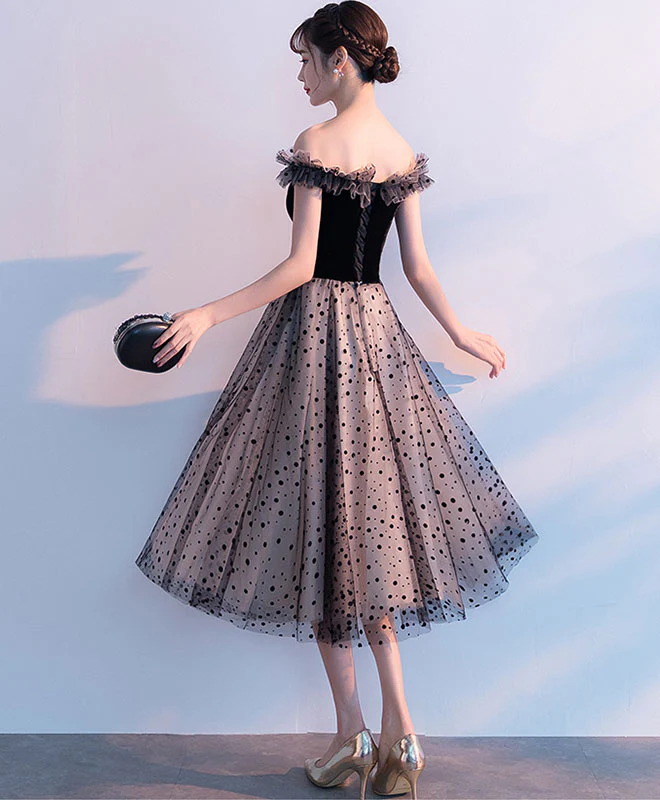 Cute Black Tulle Short Prom Dress, Black Homecoming Dress - Deanwangkt