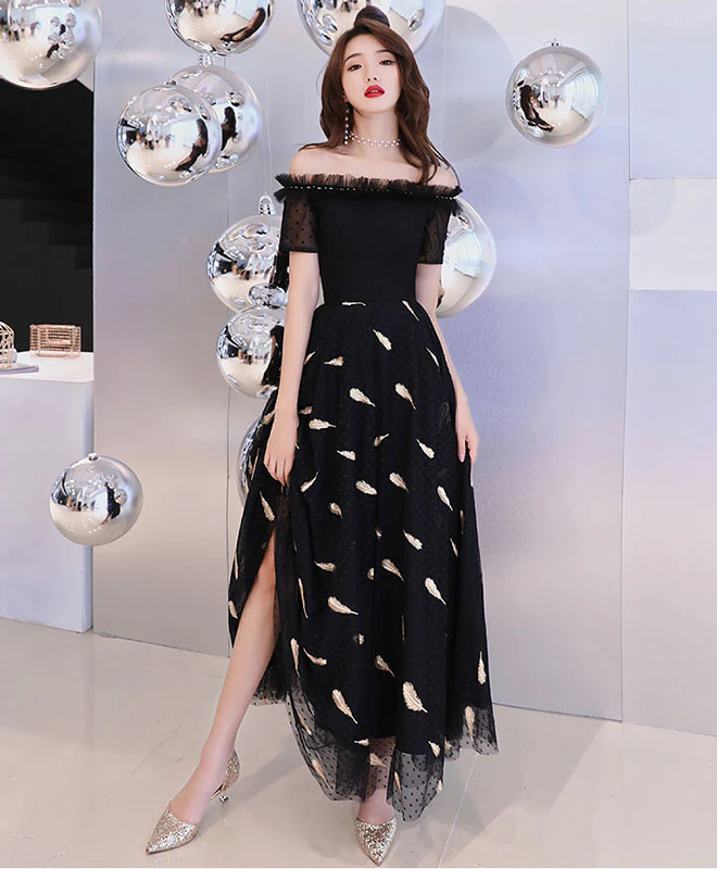 Black Tulle Prom Dress, Black Tulle Evening Dress - Deanwangkt