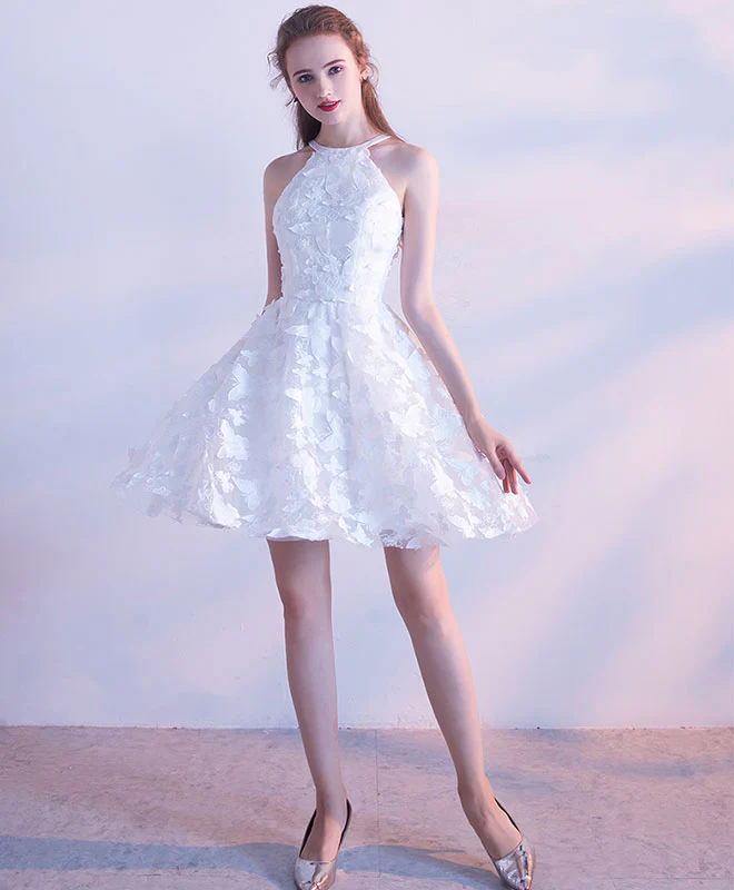 White Short Prom Dress, Cute Homecoming Dress - Deanwangkt