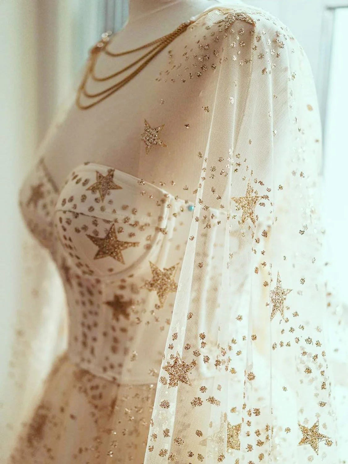 Champagne A-line Tulle Sequin Long Prom Dress, Champagne Formal Evening Dresses - Deanwangkt