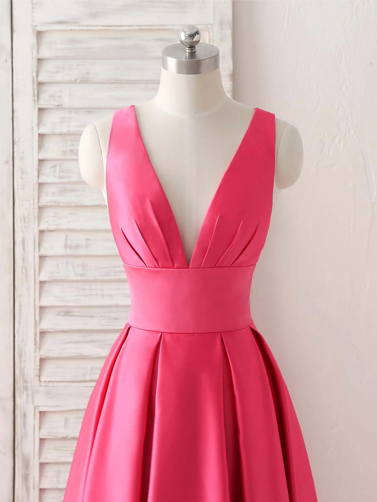 Simple V Neck Long Prom Dress Backless Evening Dress - Deanwangkt