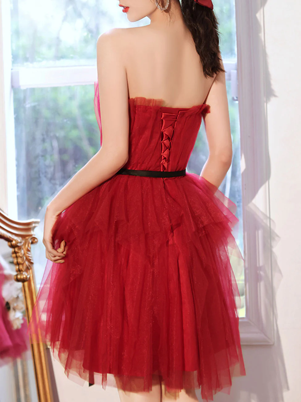 A Line Burgundy Short Prom Dresses, Cute Burgundy Homecoming Dress - Deanwangkt