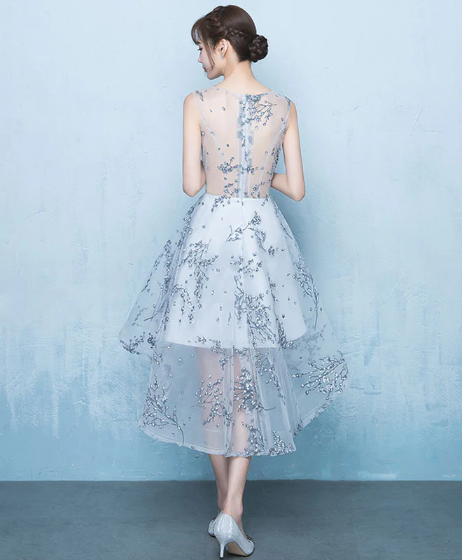 Gray High Low Short Prom Dress, Gray Evening Dress - Deanwangkt