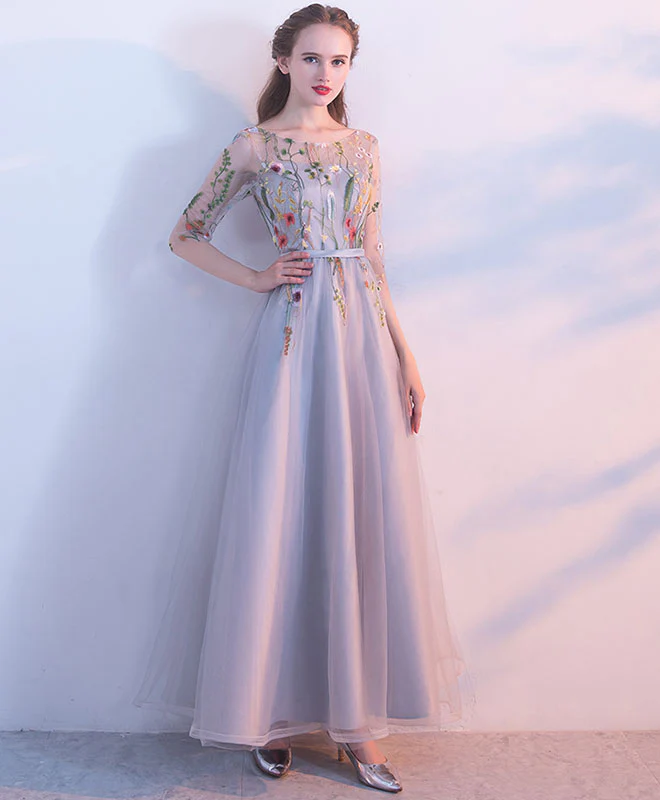 Black Lace Tulle Long Prom Dress, Black Evening Dress - Deanwangkt