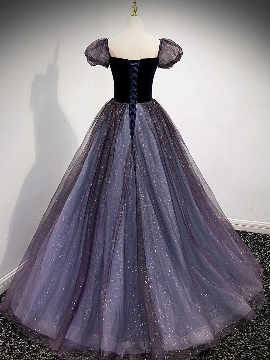 Purple Tulle Long Prom Dresses, Purple Formal Graduation Dresses - Deanwangkt