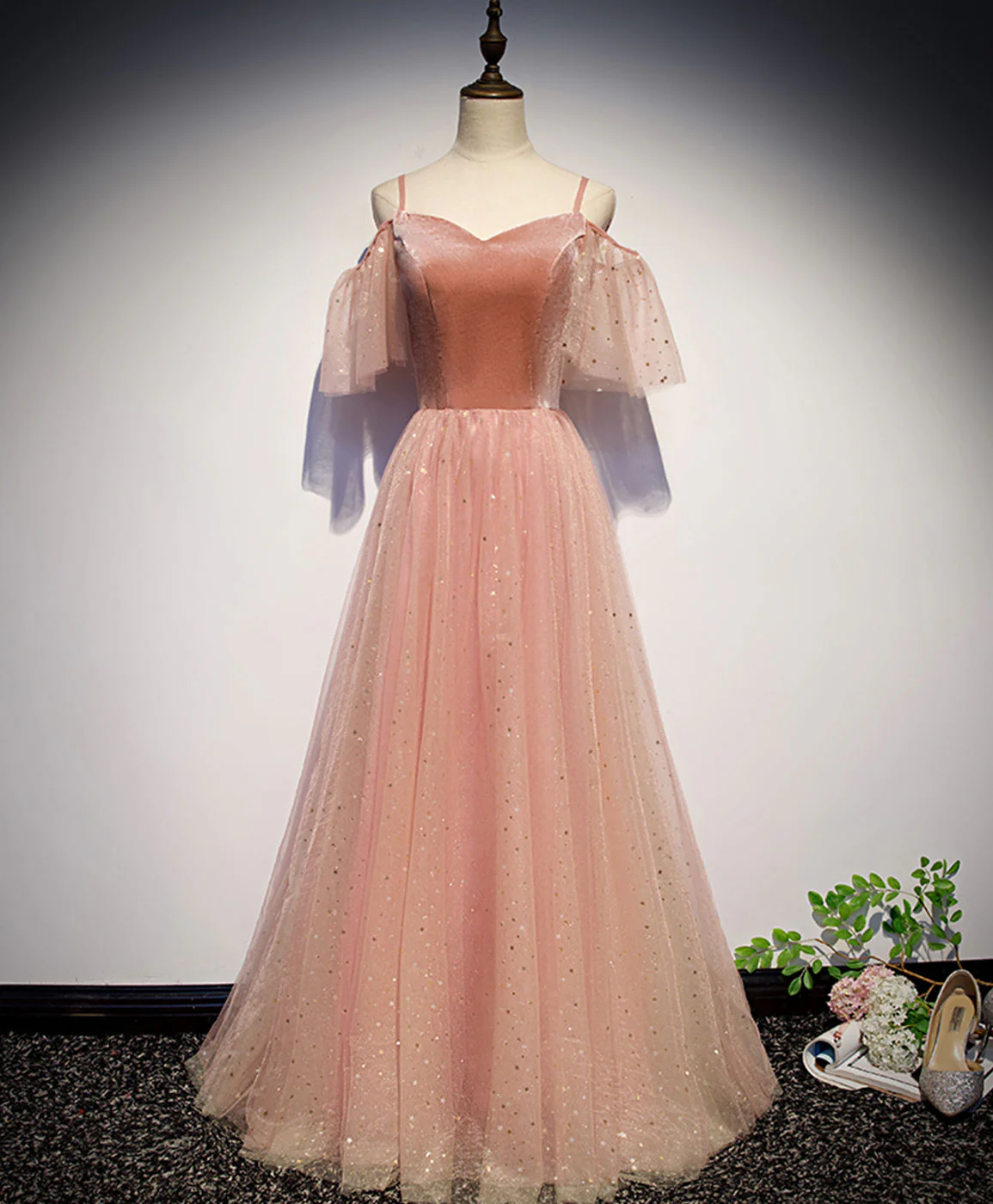 Pink Sweetheart Tulle Long Prom Dress Pink Tulle Formal Dress - Deanwangkt