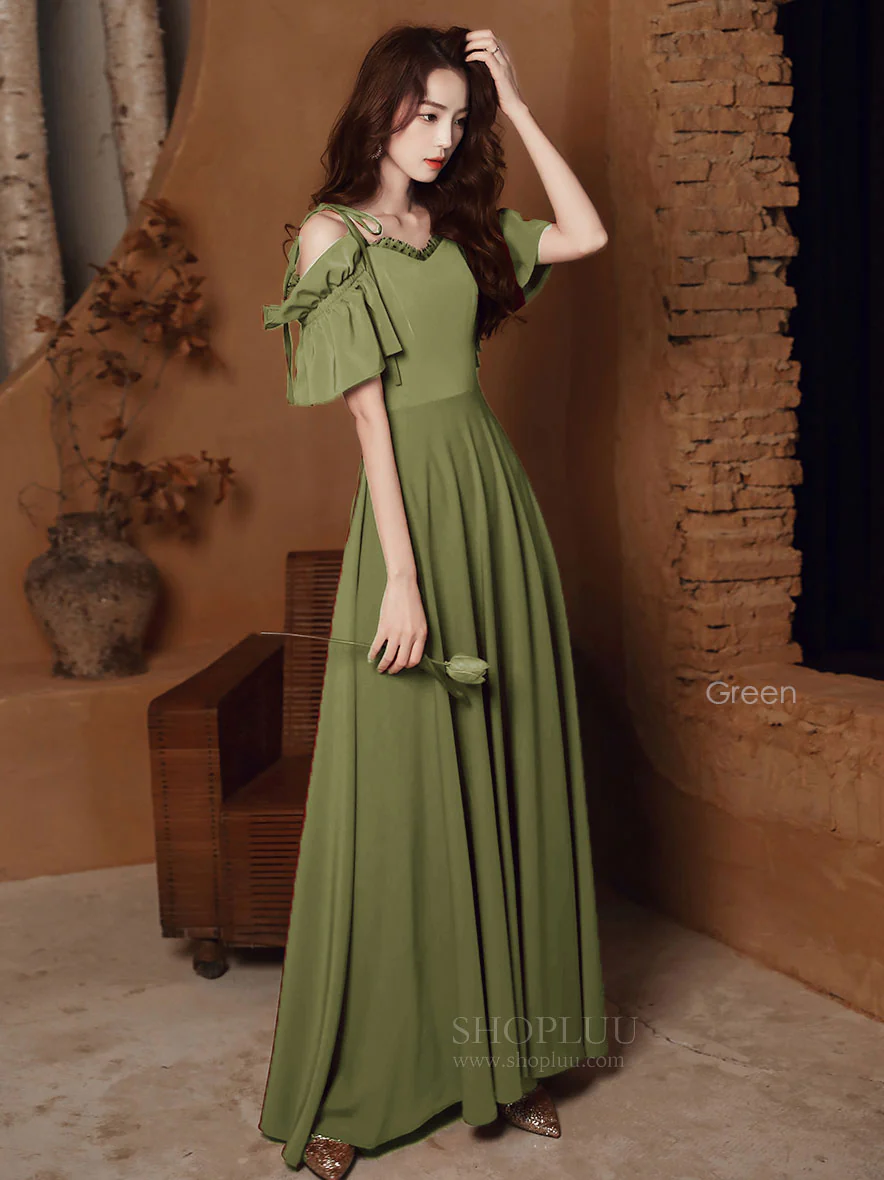 Simple Burgundy Satin Long Prom Dress, Burgundy Formal Dresses - Deanwangkt