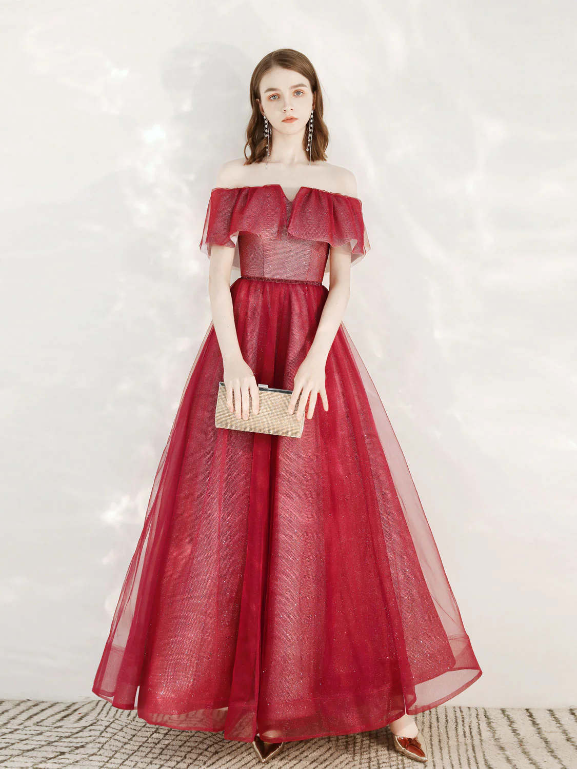A-Line Burgundy Long Prom Dress, Burgundy Formal Evening Dress - Deanwangkt