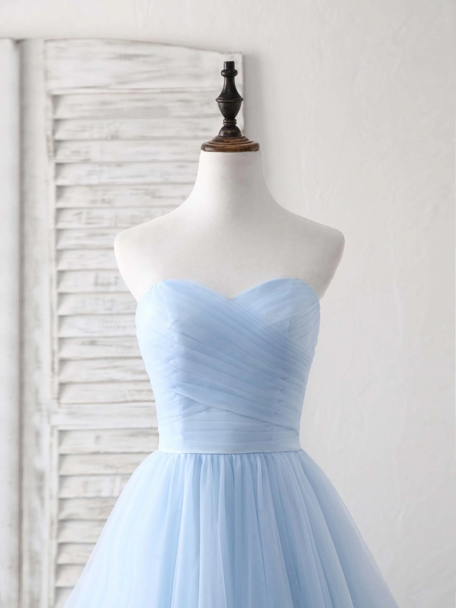 Simple Sweetheart Blue Tulle Long Prom Dress Blue Evening Dress - Deanwangkt