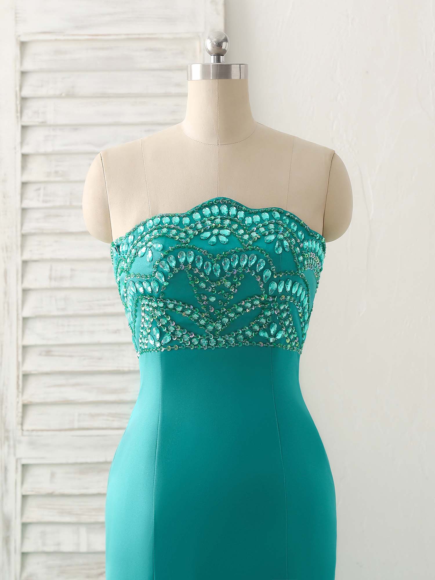 Green Tulle Mermaid Long Prom Dress Green Evening Dress - Deanwangkt