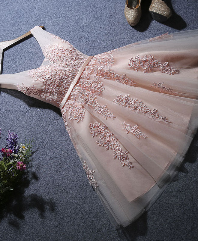 Cute A Line Tulle Lace Short Prom Dress, Homecoming Dress - Deanwangkt