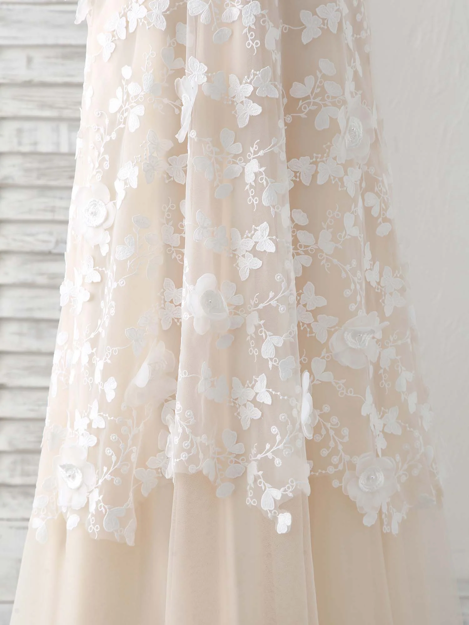 Champagne Tulle Lace Applique Long Prom Dress Champagne Evening Dress - Deanwangkt