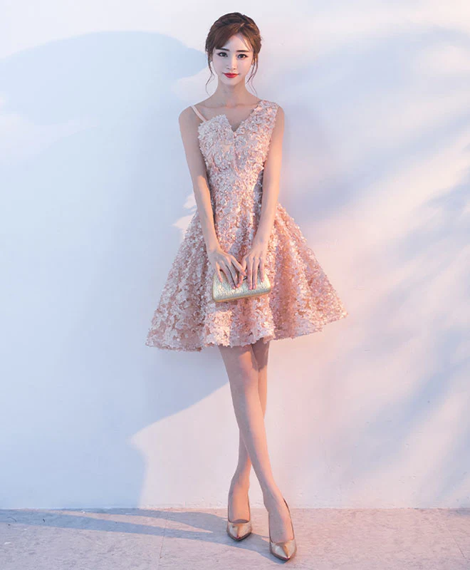 Cute A Line One Shoulder Short Prom Dress, Homecoming Dress - Deanwangkt