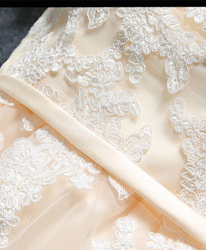 Cute Champagne Lace Short Prom Dress, Homecoming Dress - Deanwangkt