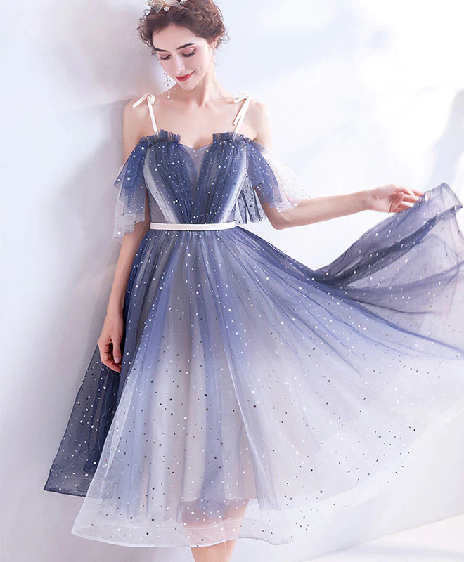 Blue Tulle Short Prom Dress Blue Tulle Homecoming Dress - Deanwangkt