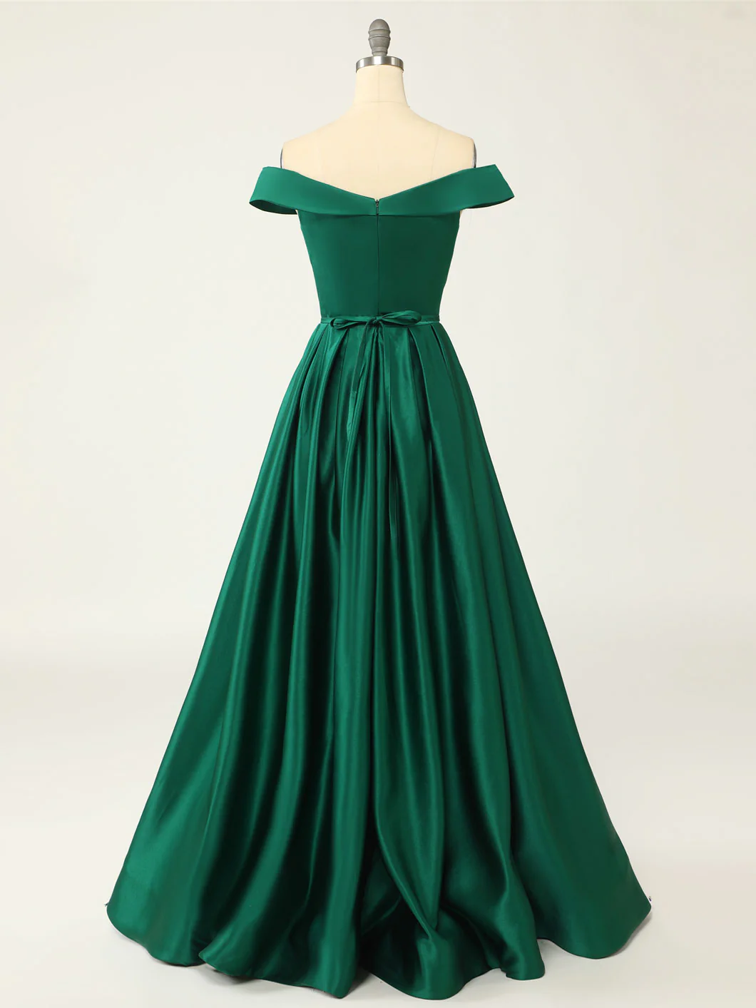 A-Line Green Off Shoulder Long Prom Dresses, Green Formal Evening Dresses - Deanwangkt
