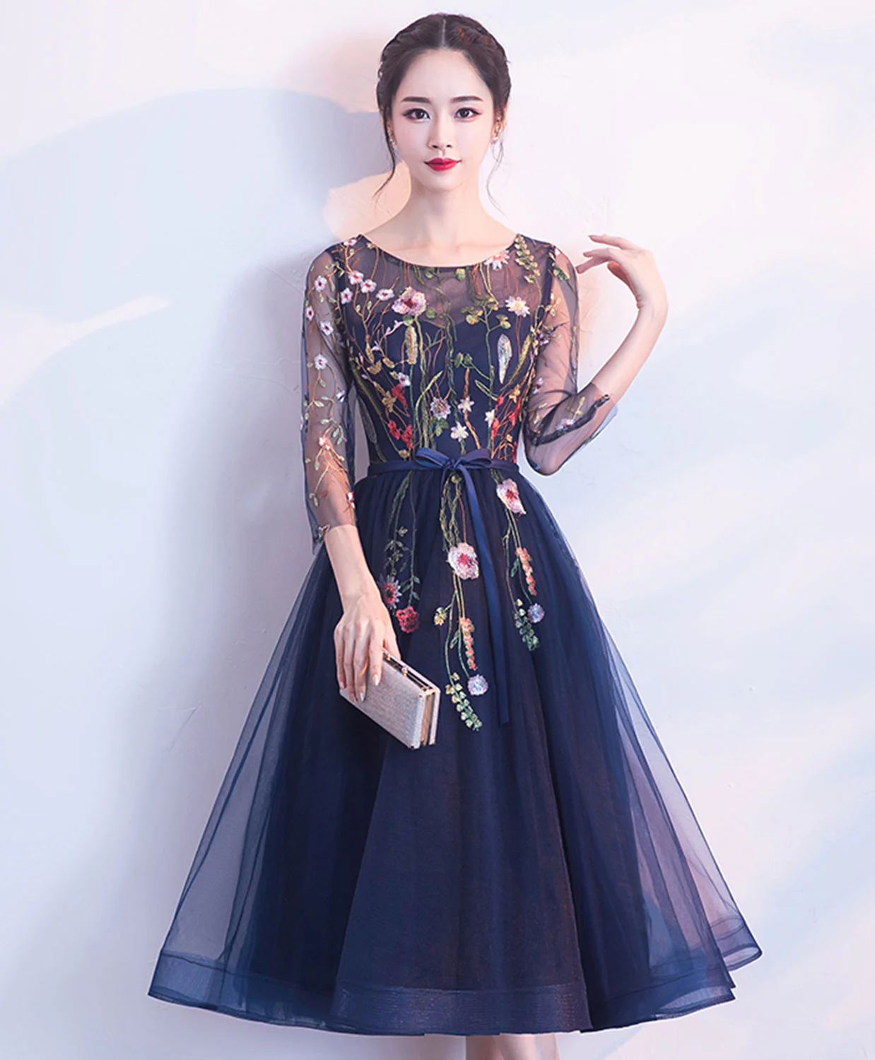 Cute Dark Blue Tulle Short Prom Dress, Blue Homecoming Dress - Deanwangkt