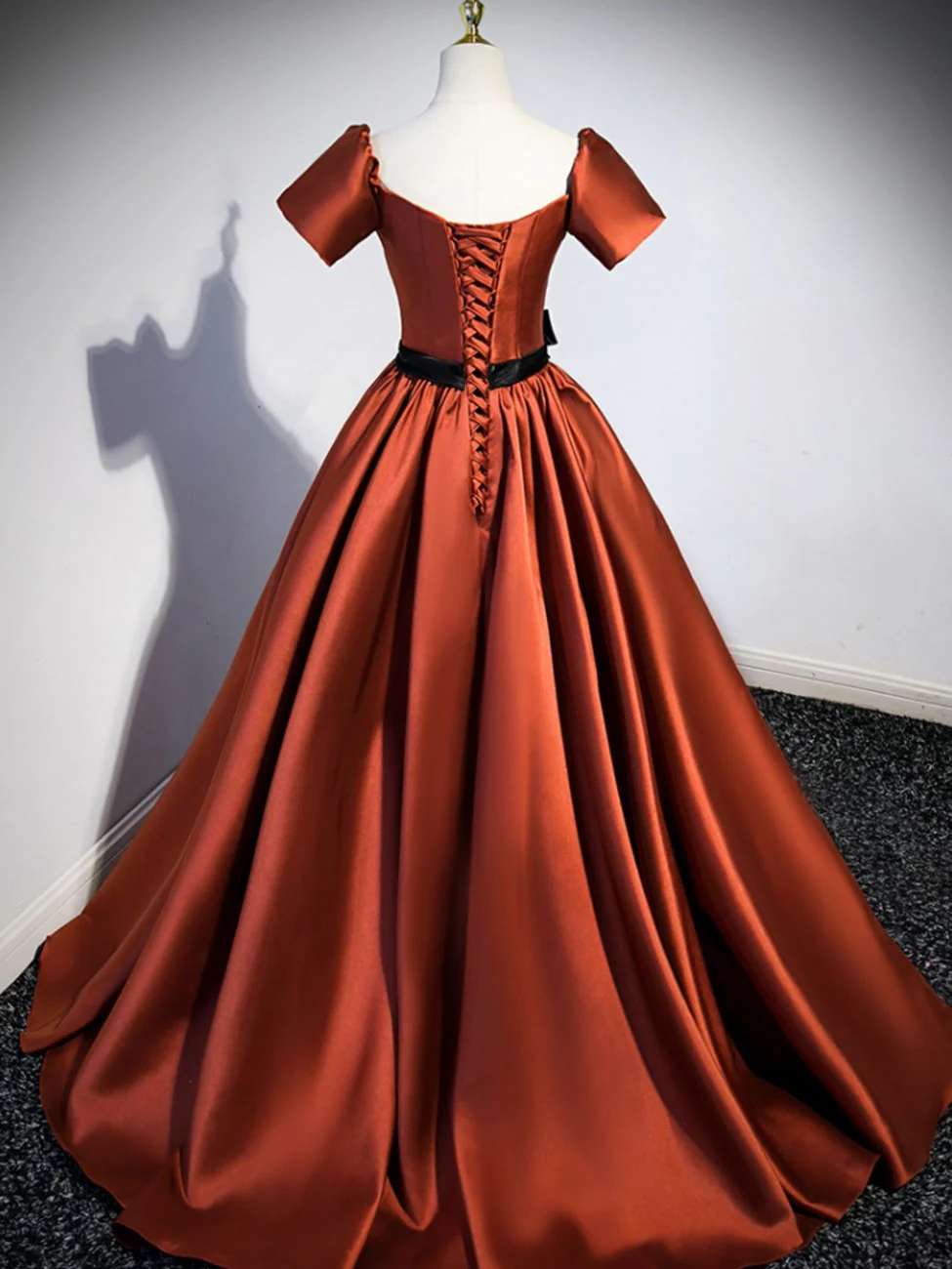 A Line Satin Orange Long Prom Dresses, Orange Formal Bridesmaid Dresses - Deanwangkt