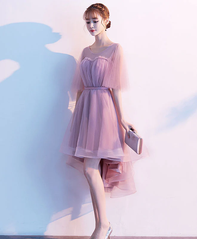 Pink Tulle Short Prom Dress, Pink Tulle Homecoming Dress - Deanwangkt