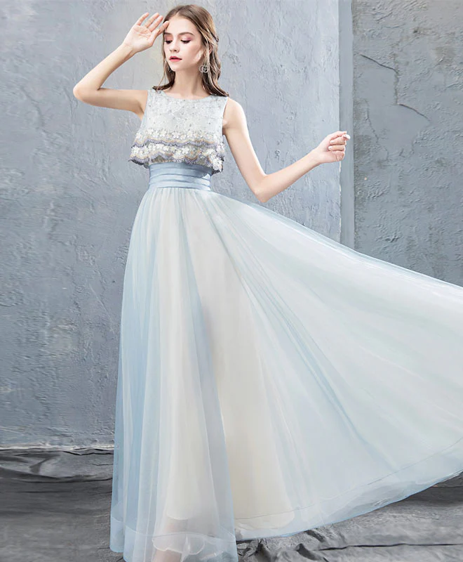 Cute Tulle Lace Long Prom Dress, Tulle Evening Dress - Deanwangkt