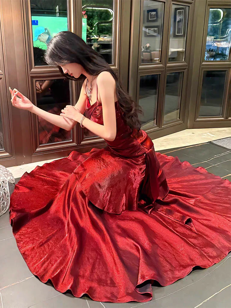 Simple Sweetheart Burgundy Prom Dress, Burgundy Party Dress - Deanwangkt