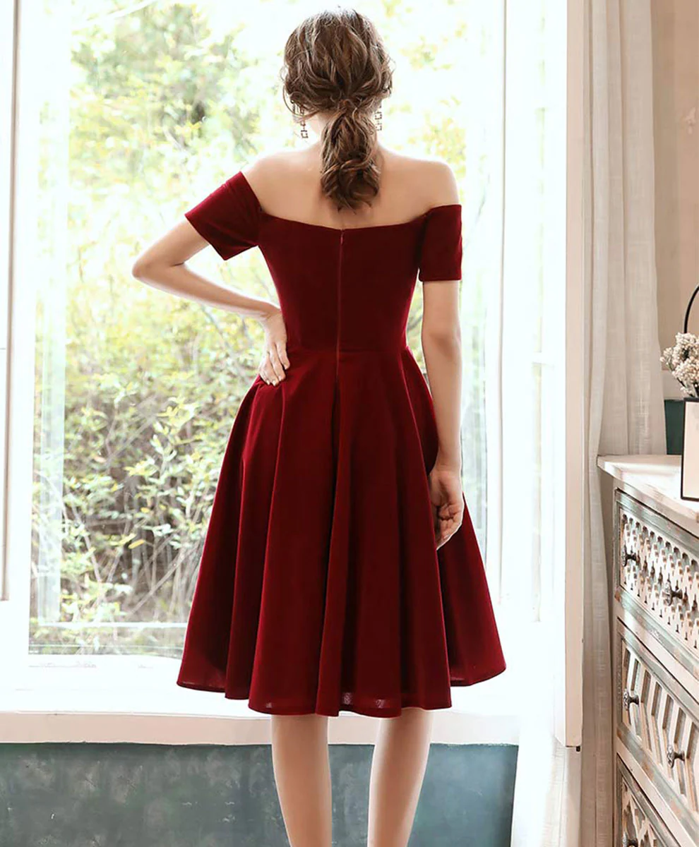 Simple Burgundy Short Prom Dress Burgundy Homecoming Dress - Deanwangkt