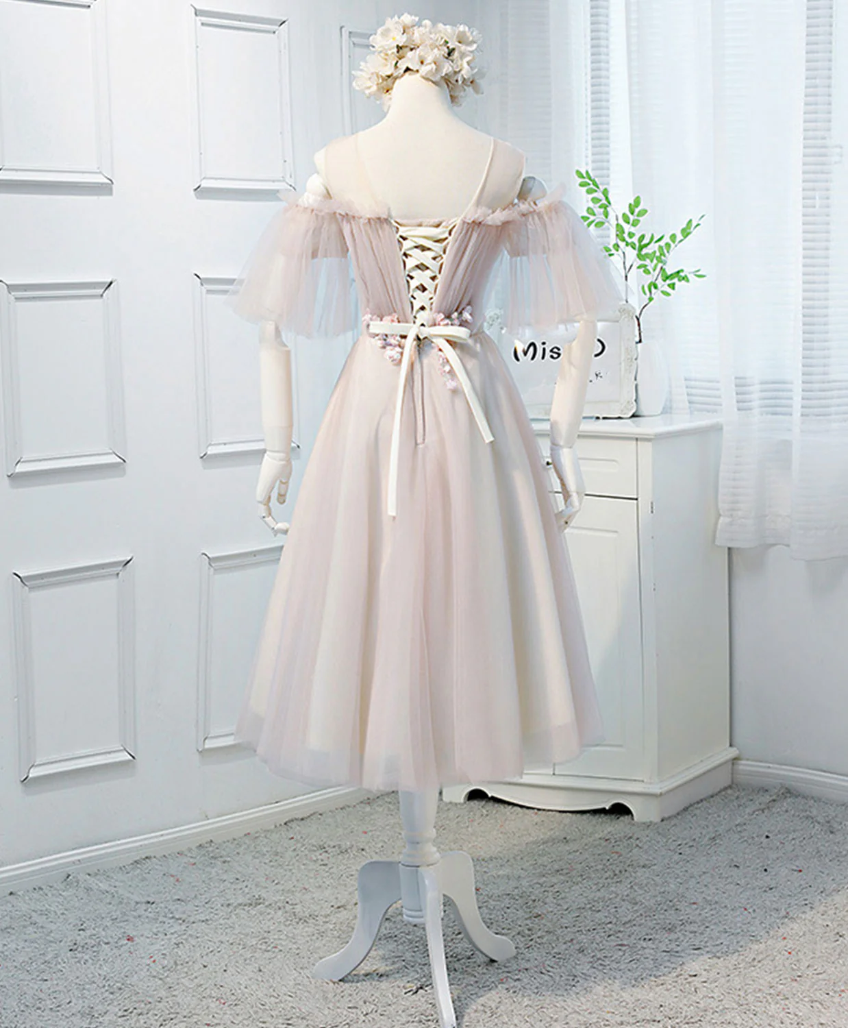 Cute Tulle Round Neck Short Prom Dress, Cute Tulle Homecoming Dress - Deanwangkt