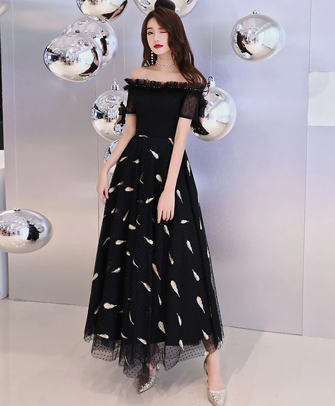 Black Tulle Prom Dress, Black Tulle Evening Dress - Deanwangkt