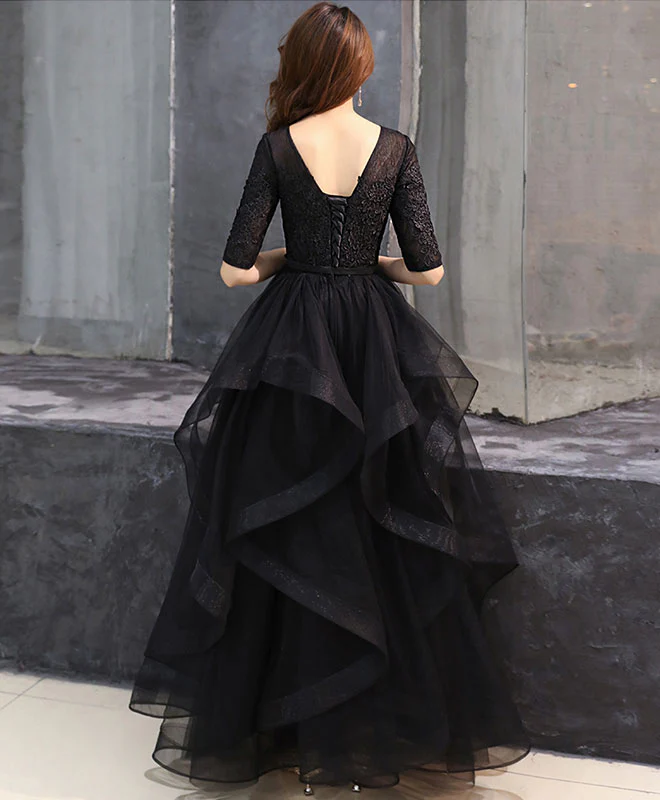 Black Tulle Lace Long Prom Dress Black Tulle Lace Formal Dress - Deanwangkt