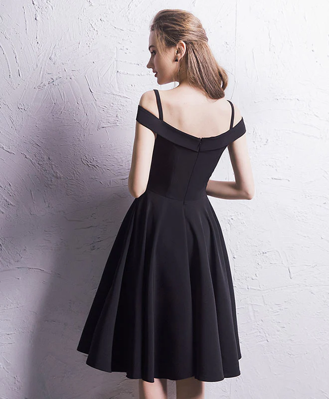 Simple Black Chiffon Short Prom Dress, Homecoming Dress - Deanwangkt