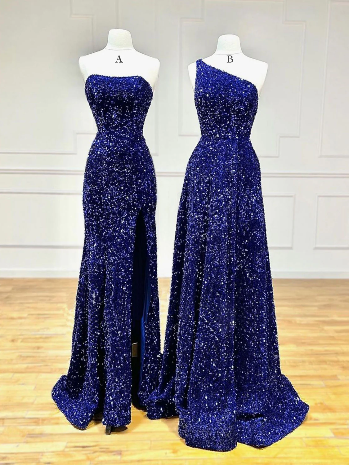 Unique Velvet Sequin Mermaid Burgundy Long Prom Dress, Burgundy Formal Evening Dress - Deanwangkt