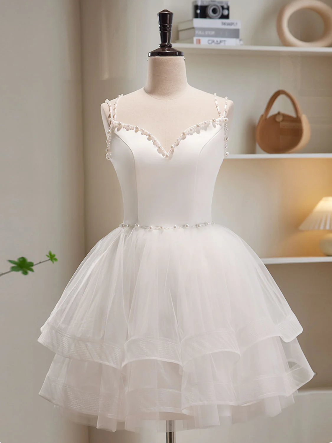 White Tulle Short Prom Dresses, Cute White Puffy Homecoming Dresses - Deanwangkt
