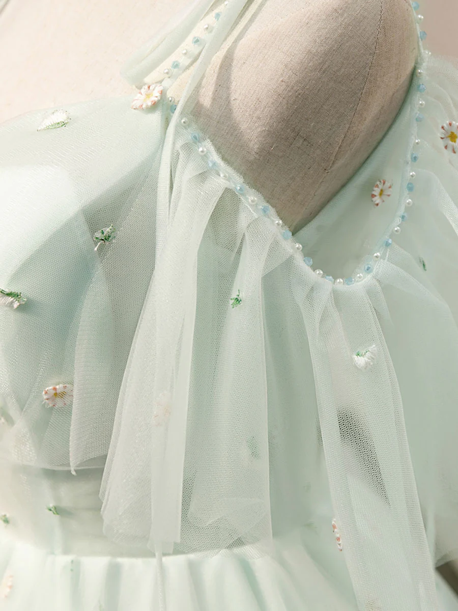 Simple Sweetheart Neck Tulle Short Prom Dresses, Puffy Green Homecoming Dresses - Deanwangkt