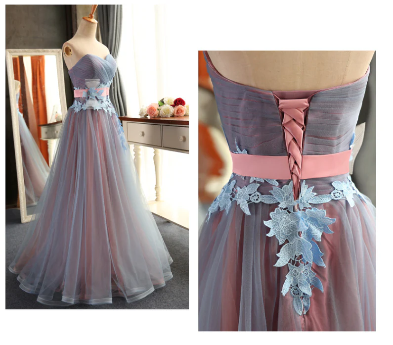 Sweetheart Neck Tulle Long Prom Dress, Evening Dress - Deanwangkt