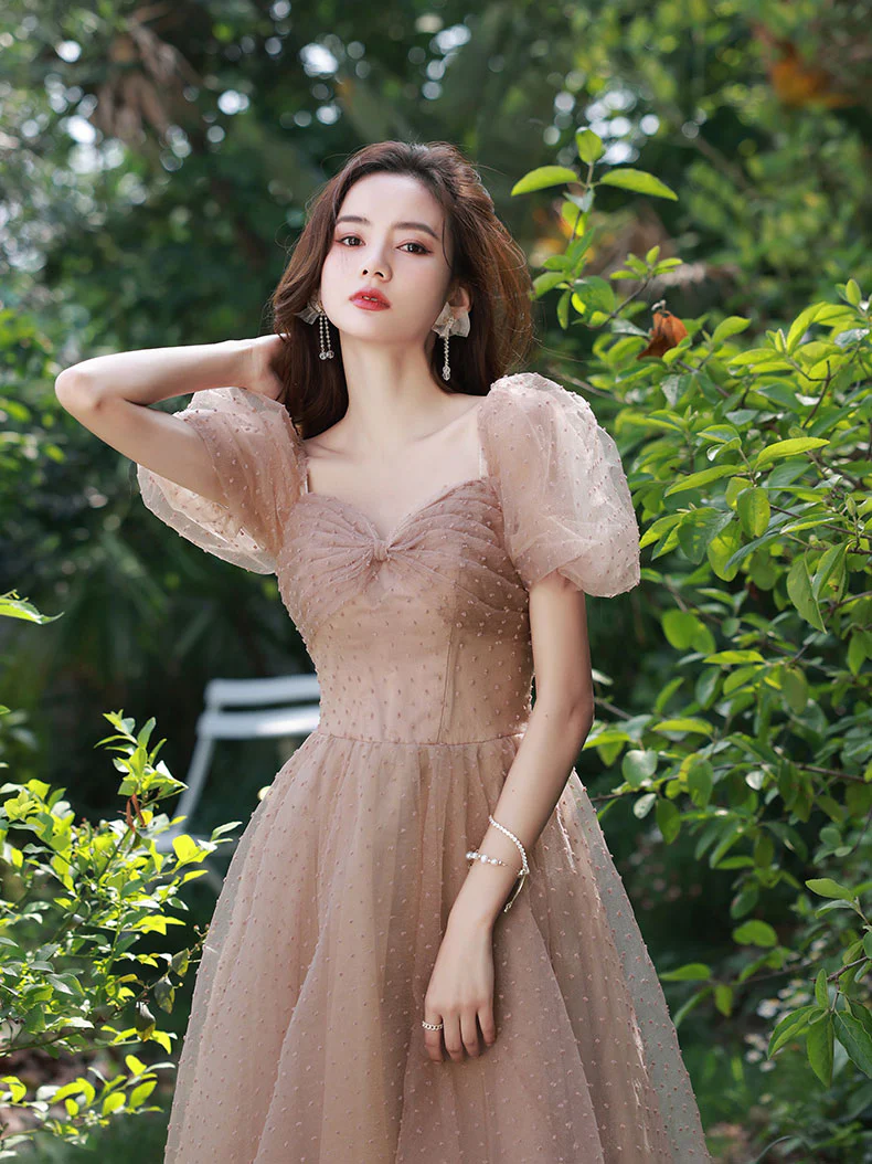 Bean Pink Powder Short Prom Dress, Cute Tulle Homecoming Dress - Deanwangkt