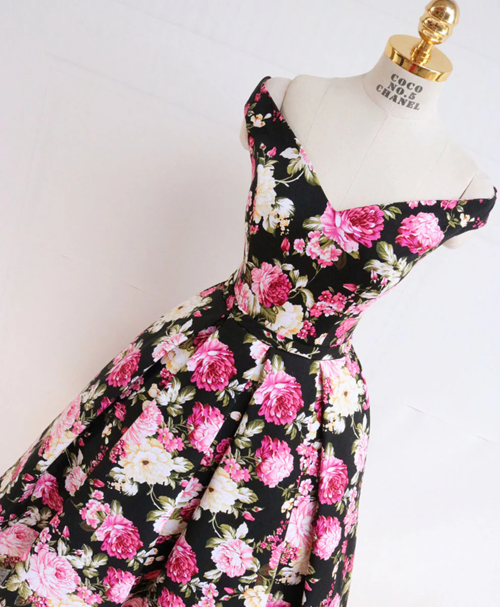 Cute V Neck Off Shoulder Satin Short Prom Dress Cute Homecoming Dress - Deanwangkt