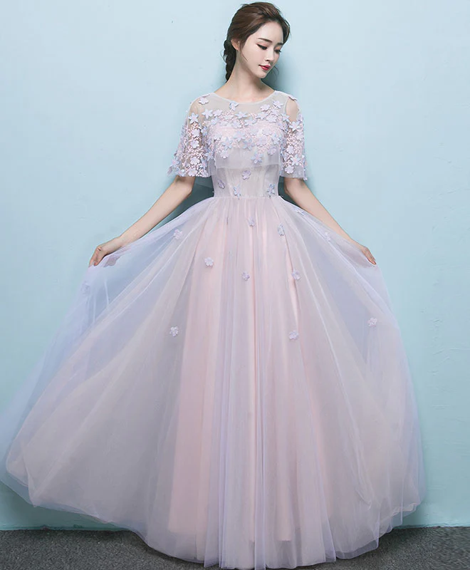 Simple Tulle Lace Long Prom Dress, Tulle Evening Dress - Deanwangkt