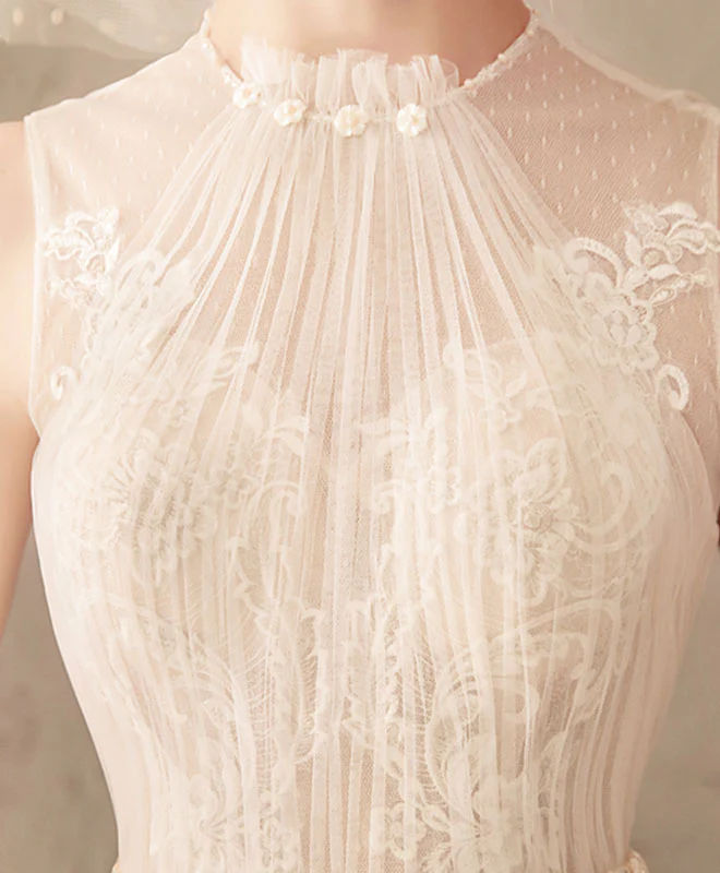 Unique Tulle Lace Long Prom Dress, Tulle Lace Wedding Dress - Deanwangkt